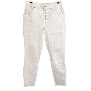 M Jeans By Maurices High-Rise Beige Button-Fly Skinny Jeans Frayed Hem Size M